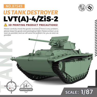 SSMODEL SS87549 1/87 25mm Military Model Kit US LVT(A)-4/ZiS-2 Tank Destroyer