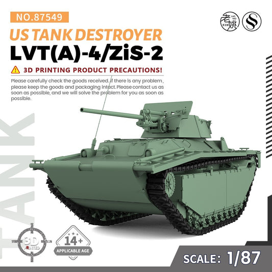 SSMODEL SS87549 1/87 25mm Military Model Kit US LVT(A)-4/ZiS-2 Tank Destroyer
