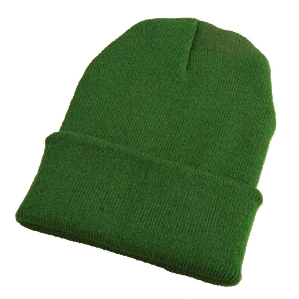 Beanie Hat Men Women Plain Knit Ski Cap Warm Elastic Skull Winter Cuff Thermal