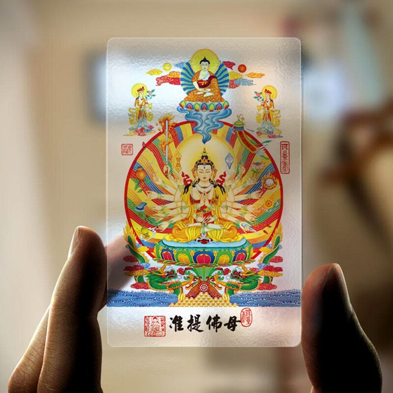 10pc Zhunti Buddha Mother Transparent Plastic Card Thangka Amulet Foka