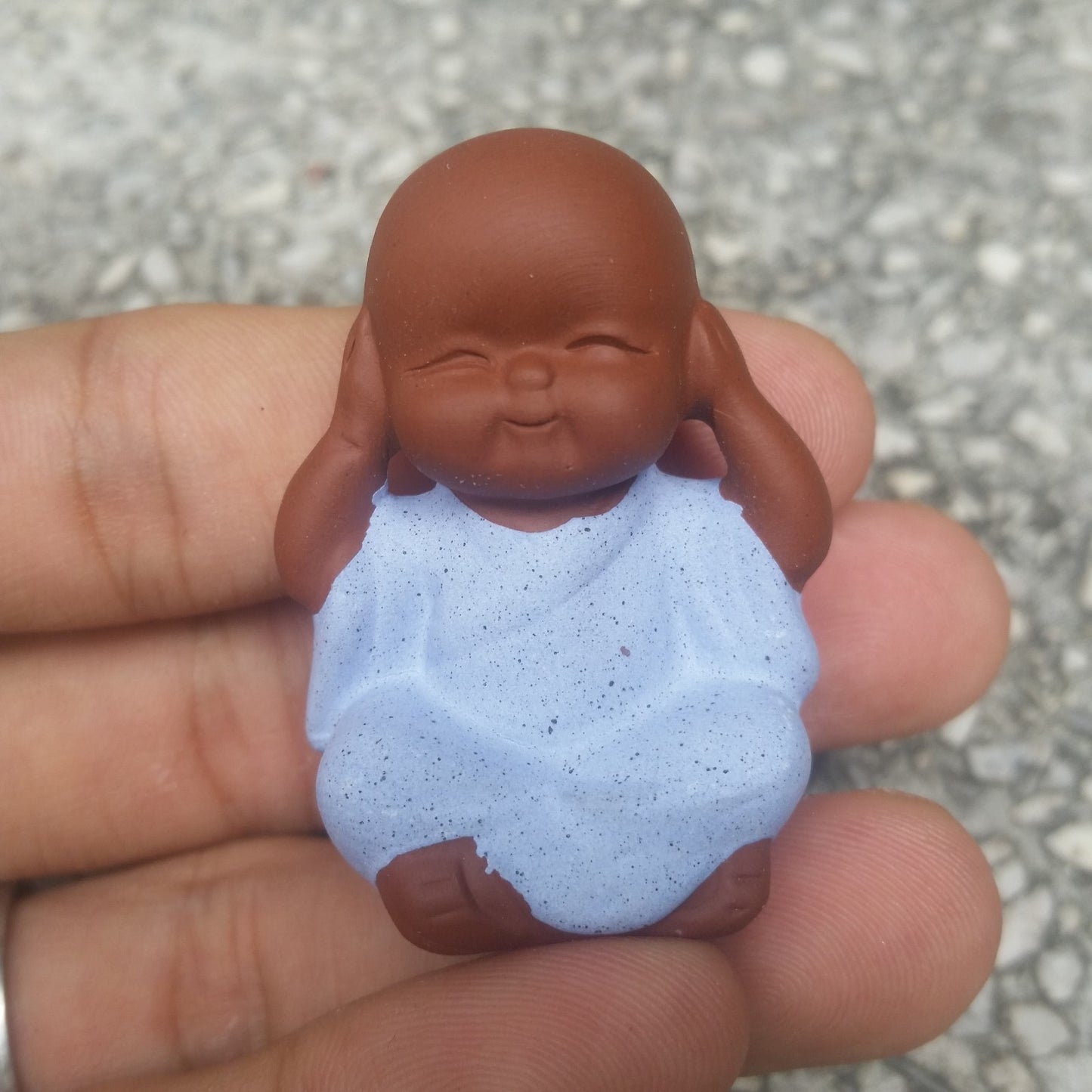 yixing zisha tea pet mini tea play handmade craft creative monk blue one piece