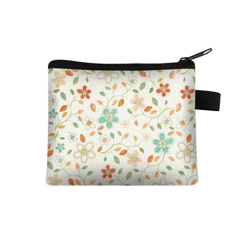 Floral Print 13.5*11 CM Cosmetic Bag Napkin Organizer Coin Card Lipstick Pouches