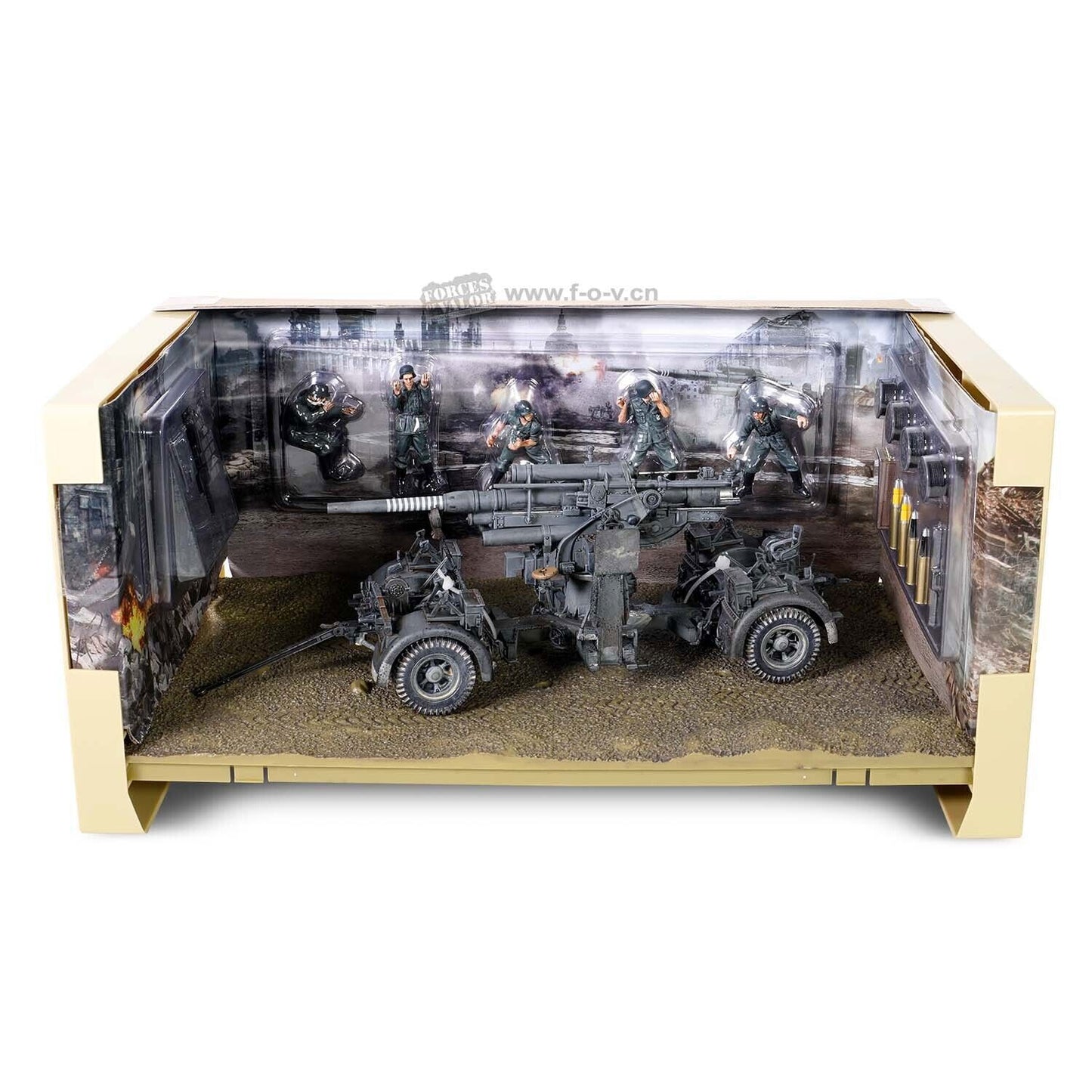 FOV 1/32 WWII German 88mm FLAK37 Anti-aircraft Gun W/Soldier Scene Finished Mode
