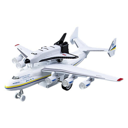 1/400 Soviet An-225 Plane w/Buran Orbiter Model Sound Light Pull Back Toy Decor