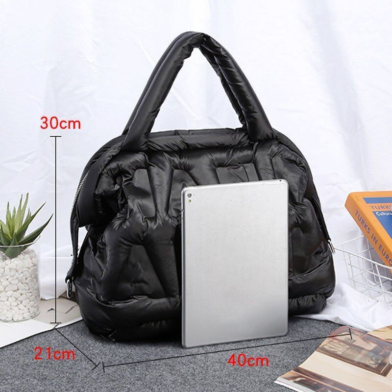 Big Shoulder Bag Cotton Feather Down Bag Crossbody Purse Nylon Handbag 40*21*30