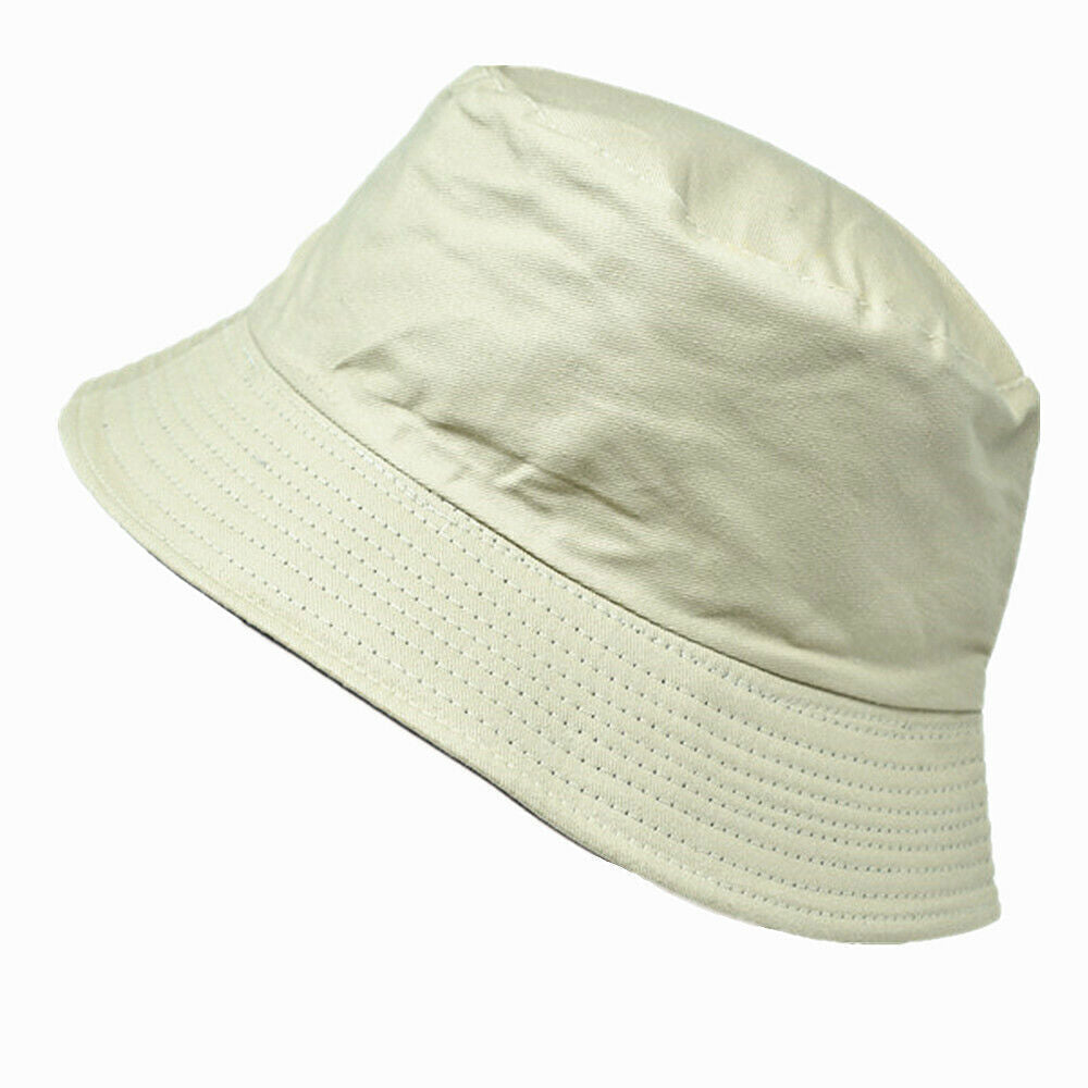 Unisex 100% Cotton Bucket Hat Boonie Hunting Fishing Outdoor Reversible Cap