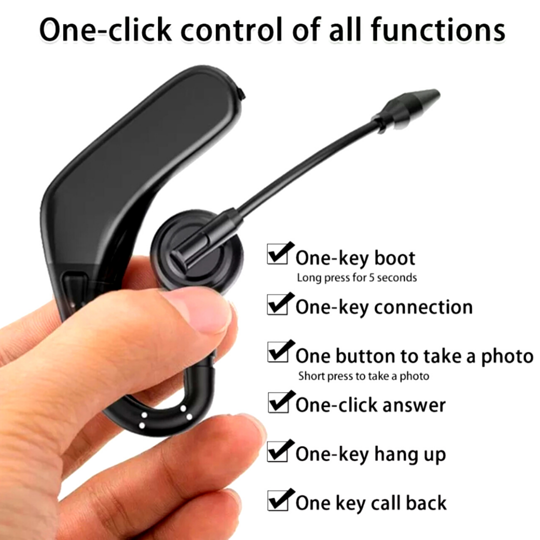 Wireless Bluetooth 5.0 Earpiece Headset Driving Trucker Earbuds Noise Cancelling