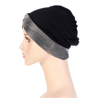 Women Stretch Forehead Cross Indian Hat Turban Hat Bottoming Hat Inner Hijab Cap