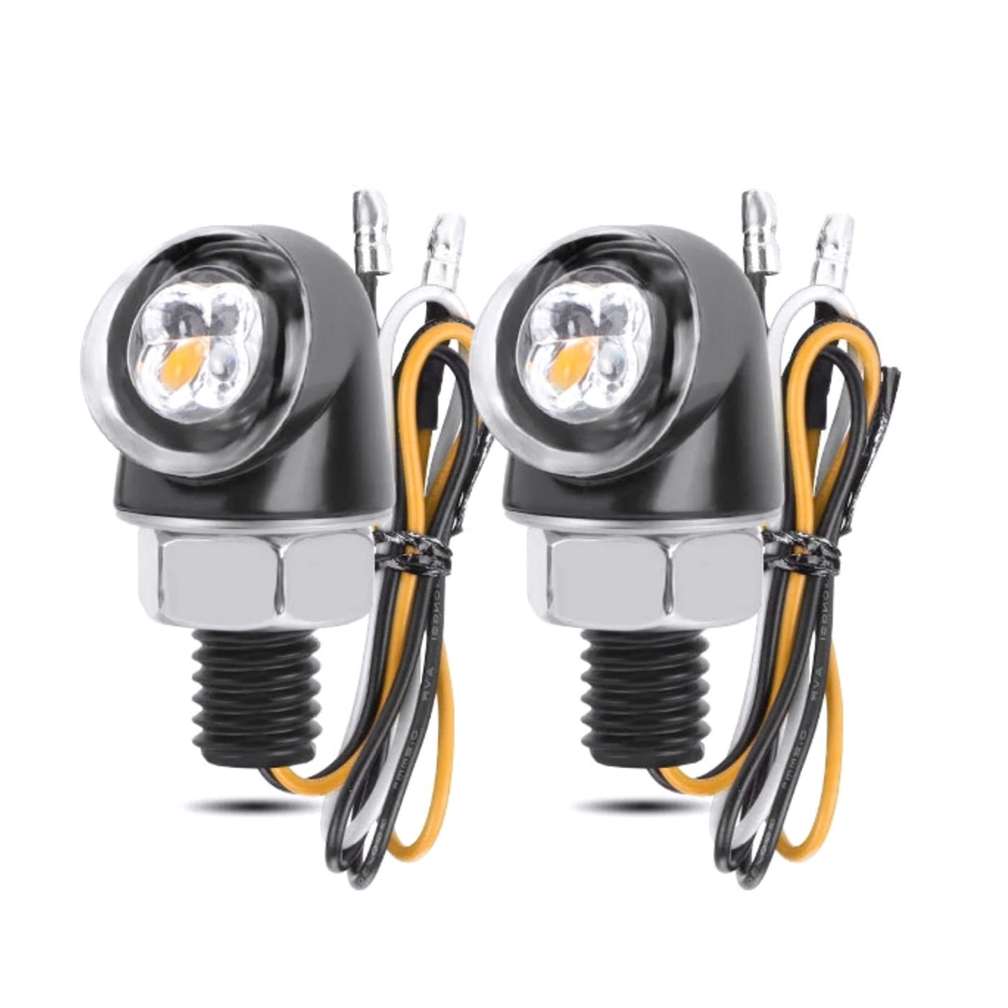 Turn Signal Lights Pair for Motorcycle Dirt Bike 12V Amber White Blinker Lamp