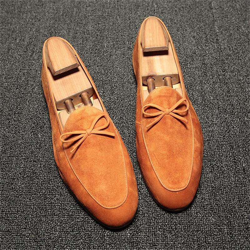 Men Gentlemen Loafers Faux Suede Low Heel Business Wedding Party Dress Shoes