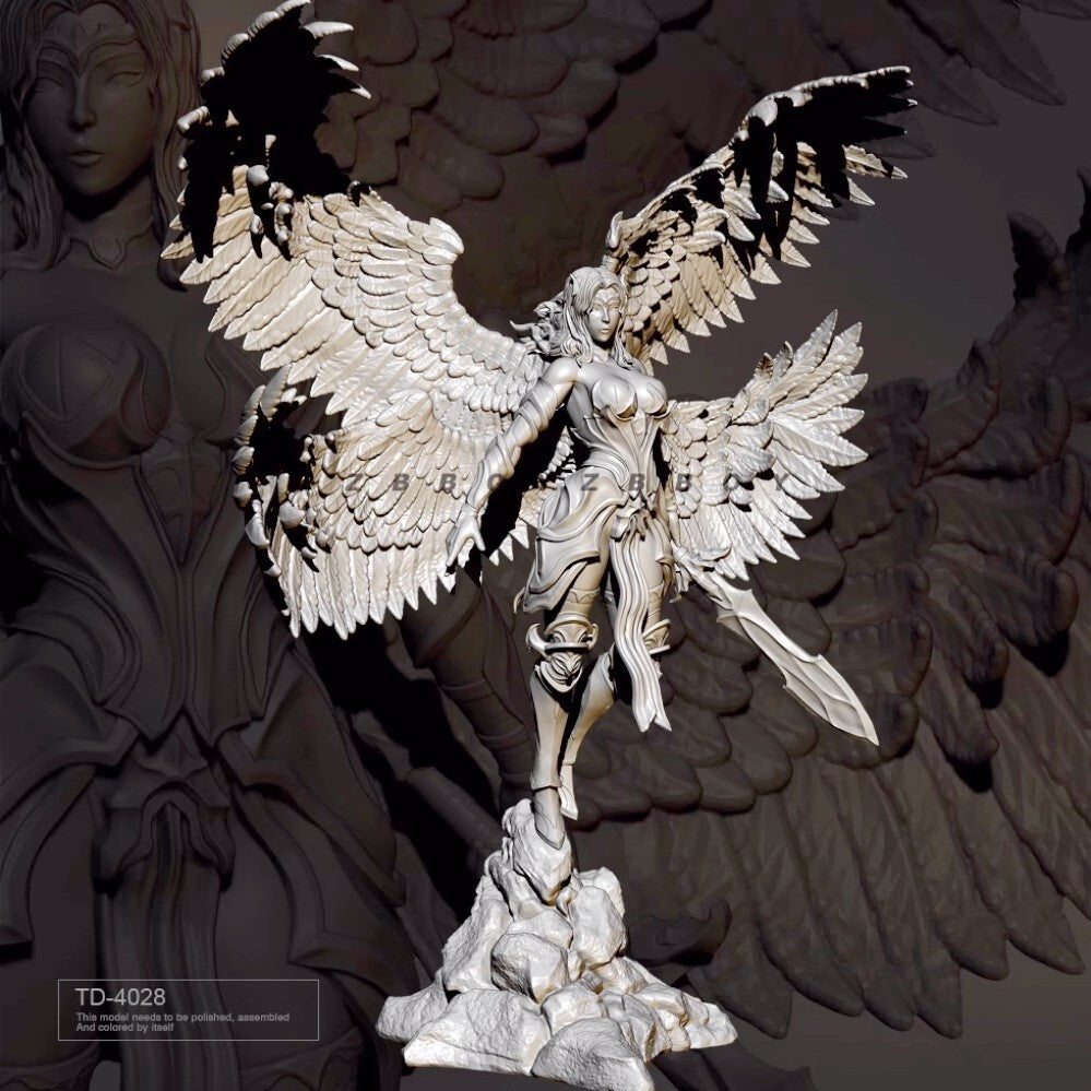 1/24 75mm Resin Figure Model Fantasy White Winged Angel Female War God unpainted