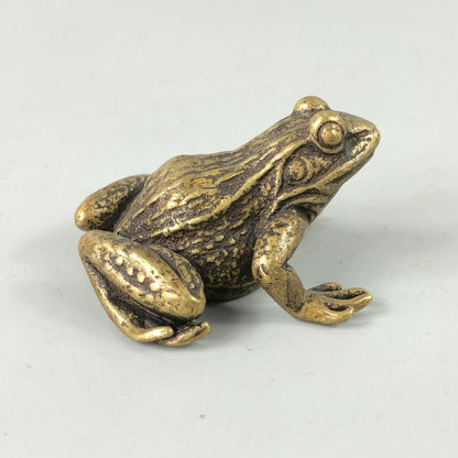 Chinese Old Antique Brass Handwork Frog Prince Rare Statue