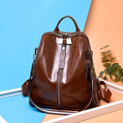 Genuine Leather Vintage Backpack Travel Shoulder Bag School Purse Polyester 1PC