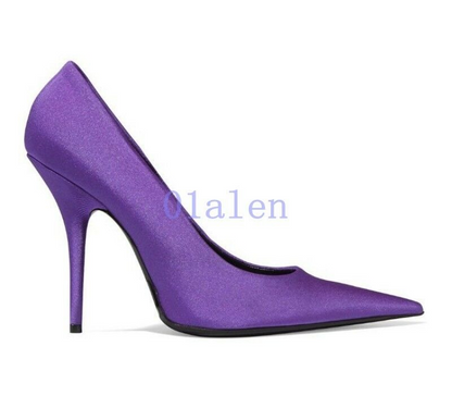 Women's High Stiletto Heel Pointed Toe Slip On Pump Wedding Party Shoes Stylish