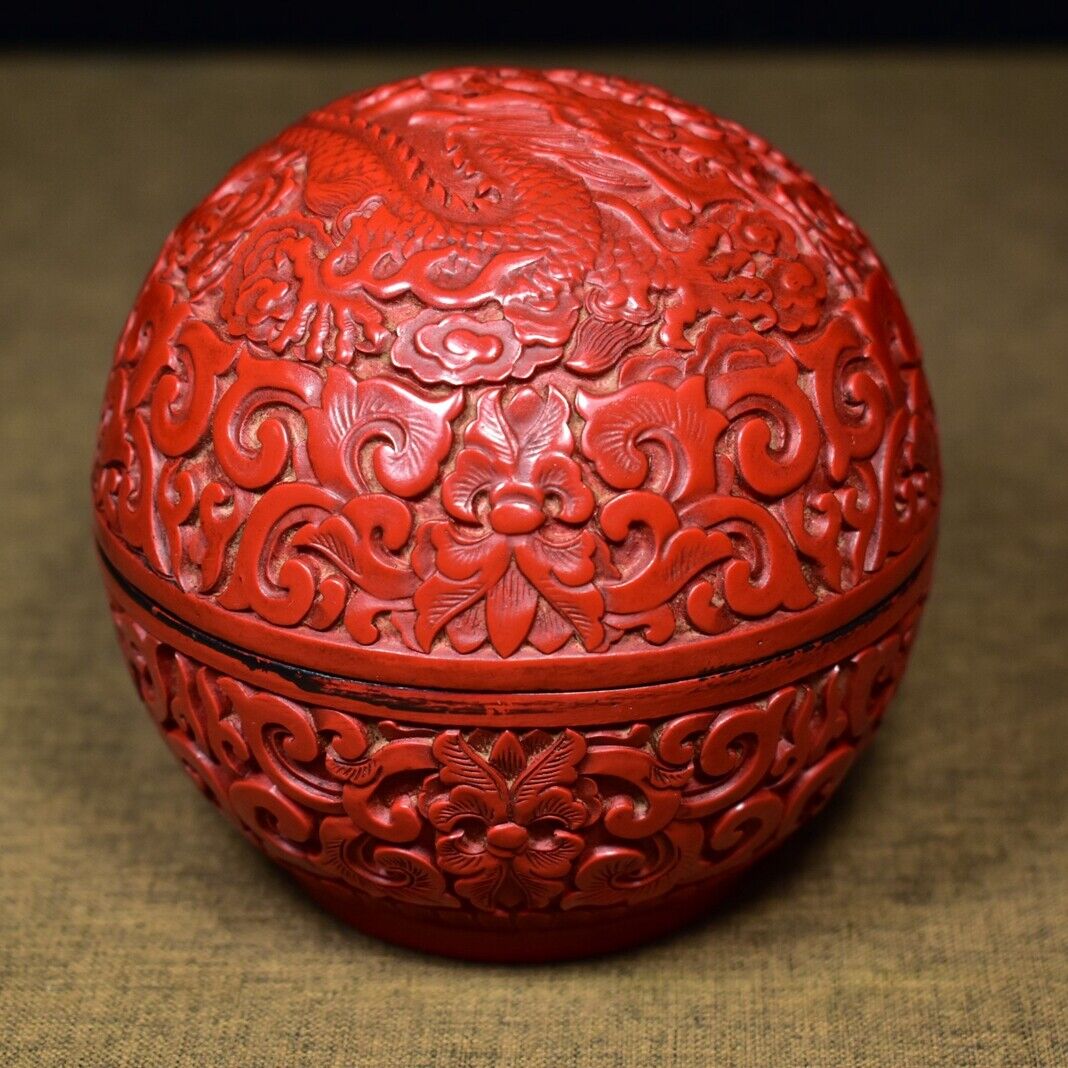 chinese lacquerware box Japan lacquerwork lacquer jewelry carved dragon statue