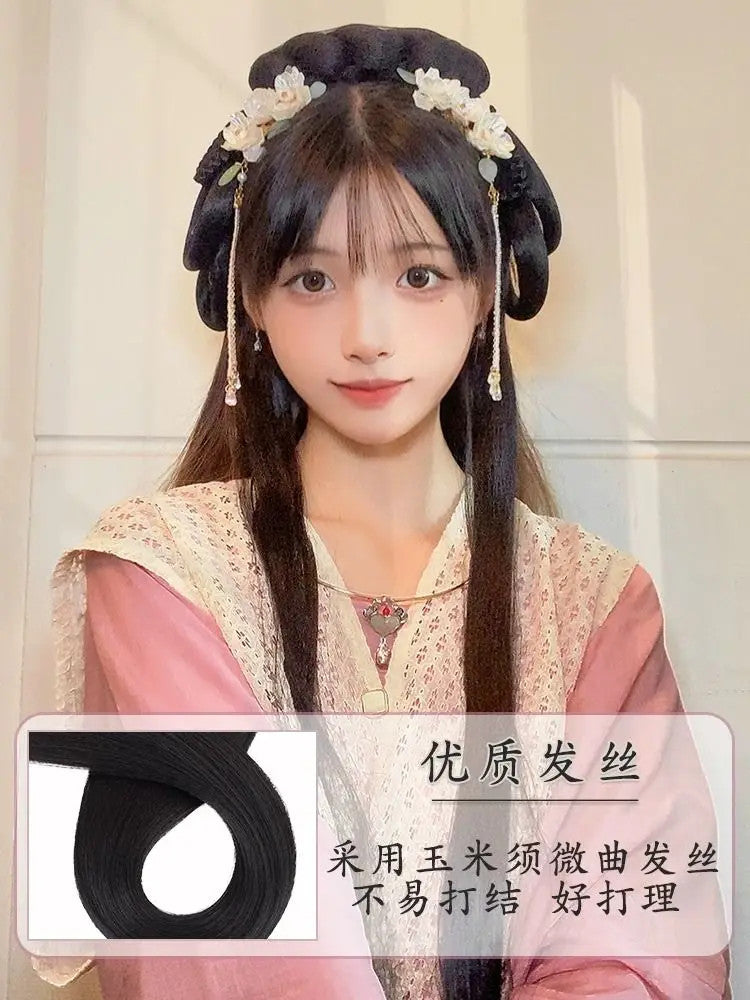 Ming Dynasty Hair Hoop Costume Wig with Built-in Bun Chinese Hair Accessories