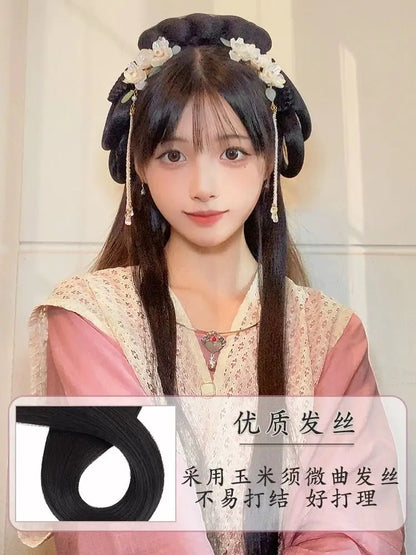 Ming Dynasty Hair Hoop Costume Wig with Built-in Bun Chinese Hair Accessories