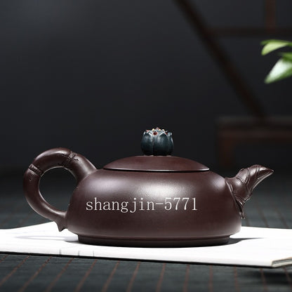 Marked Teapot Full Handmade Pot True Yixing Zisha Purple Clay Ginkgo Leaf Relief