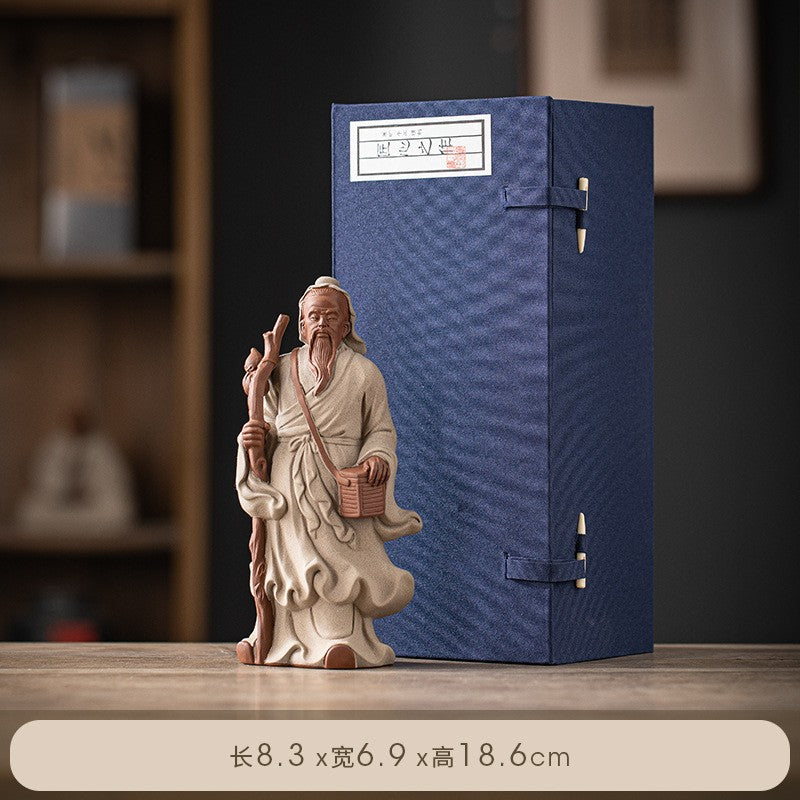 Chinese Zi Sha Clay Hua Tuo Statue Chinese Physician Surgeon Figure Collection