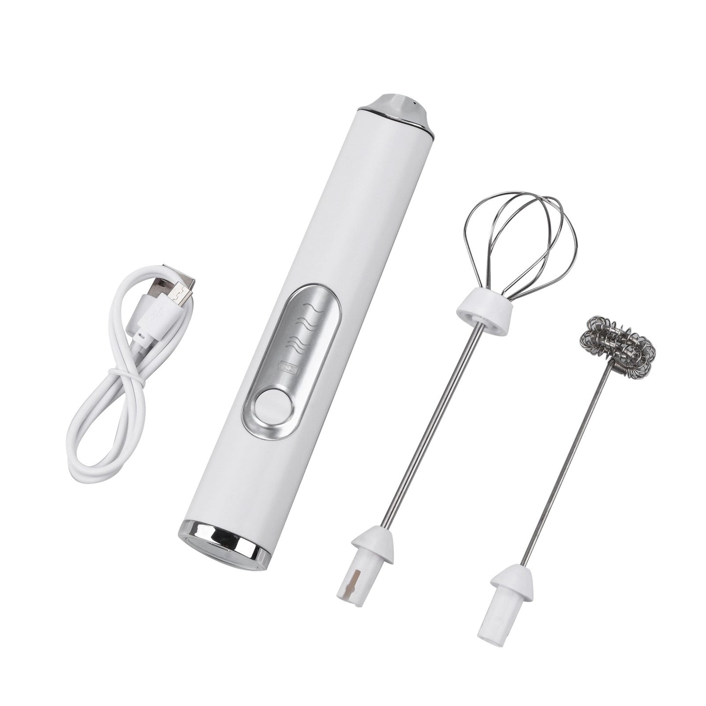 White Mini Electric Foamer Milk Frother Egg Beater Stirrer Whisk Mixer Tool qq