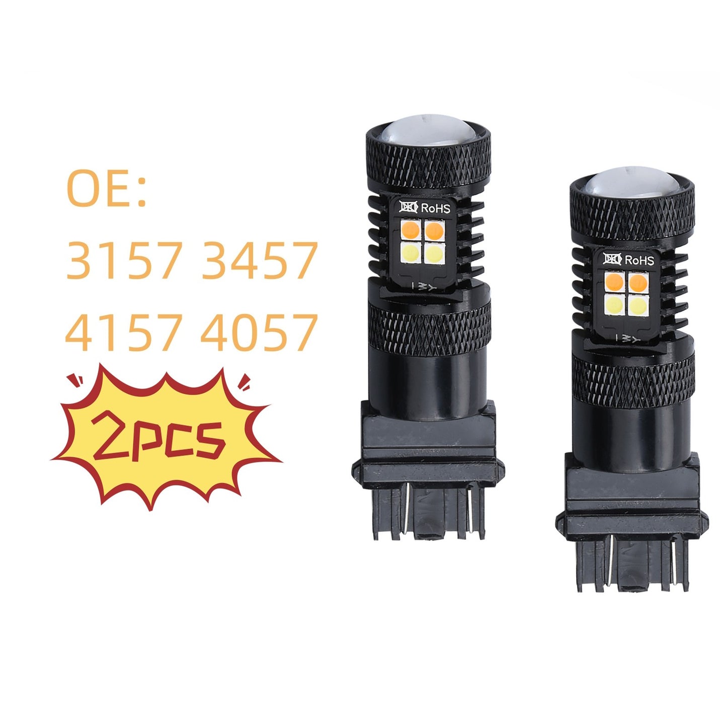 2Pcs LED Bulbs Turn Signal Lights Parts Anti Hyper Flash White Amber Dual Color