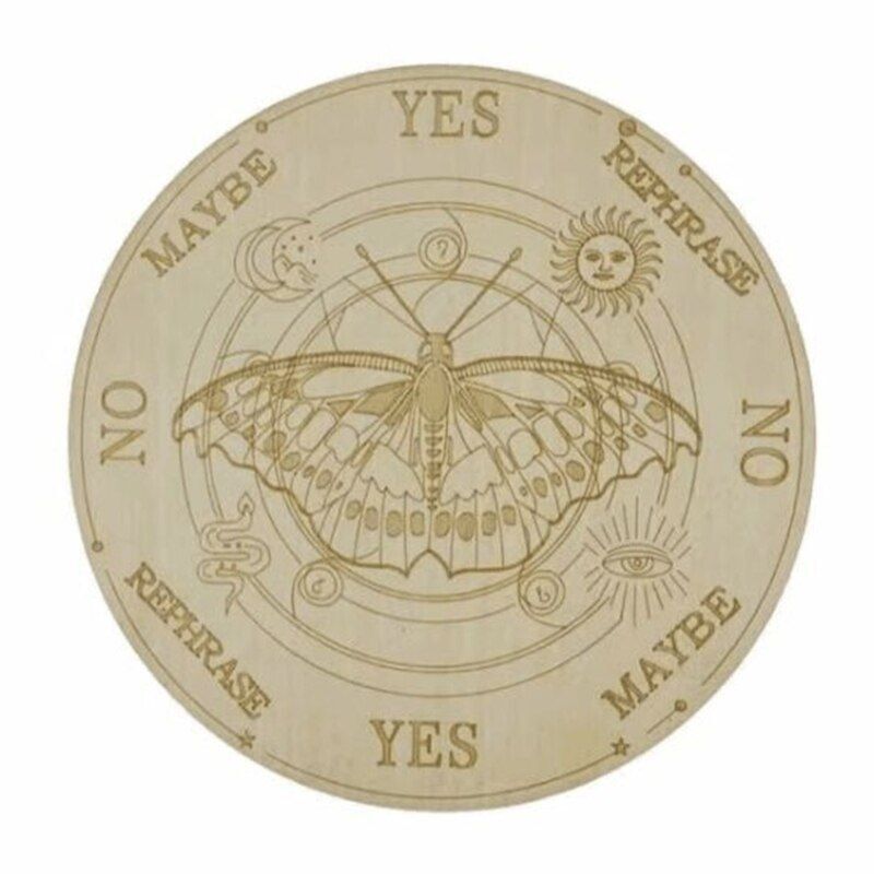 Meditation Board Divination Pendulum Star Sun Moon Healing Plate 25x0.3cm Wooden