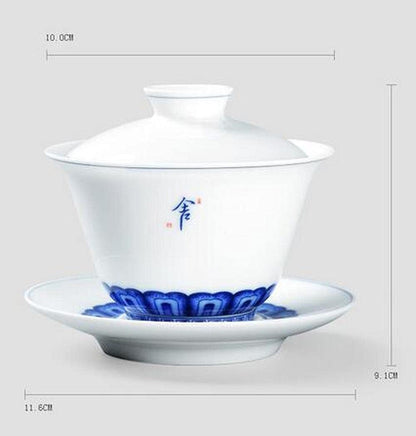 160ml Porcelain Gaiwan Bowl Teacup Handmade Kung Fu Tea Set Tureen