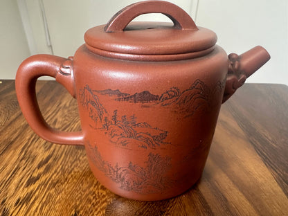 Chinese zisha (purple sand) Yixing teapot with chipped lid replica