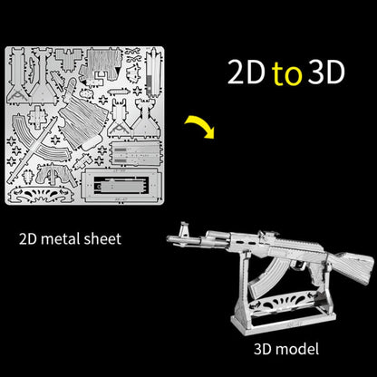1:80 Scale Unassembled Metal 3D Model Kit AK 47 Puzzle Toy DIY Building Gift