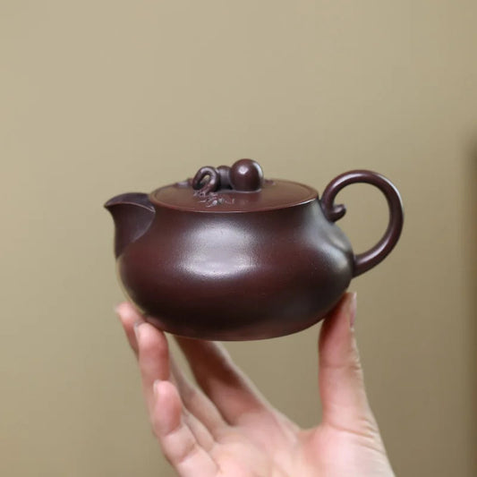 Chinese Yixing Teapot Hand-carved Gourd Pot Handmade Kettle Zisha Teaware 180ml
