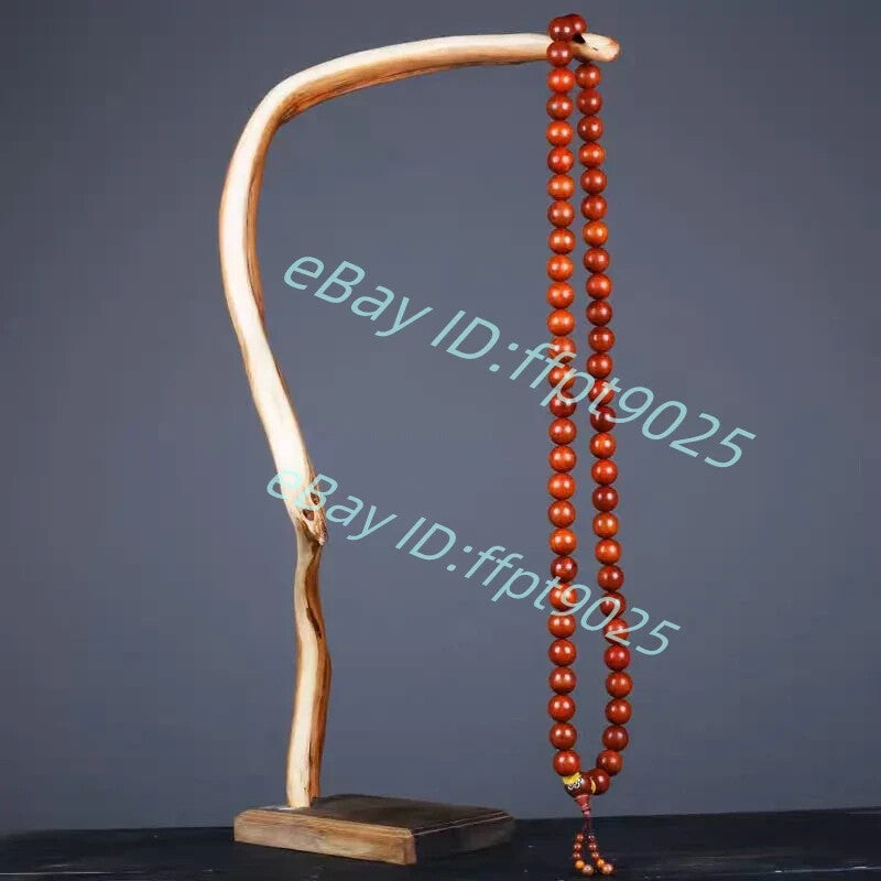 20mm*59 Natural Red Pear Wood Beads Necklace Meditation Buddha Prayer Beads