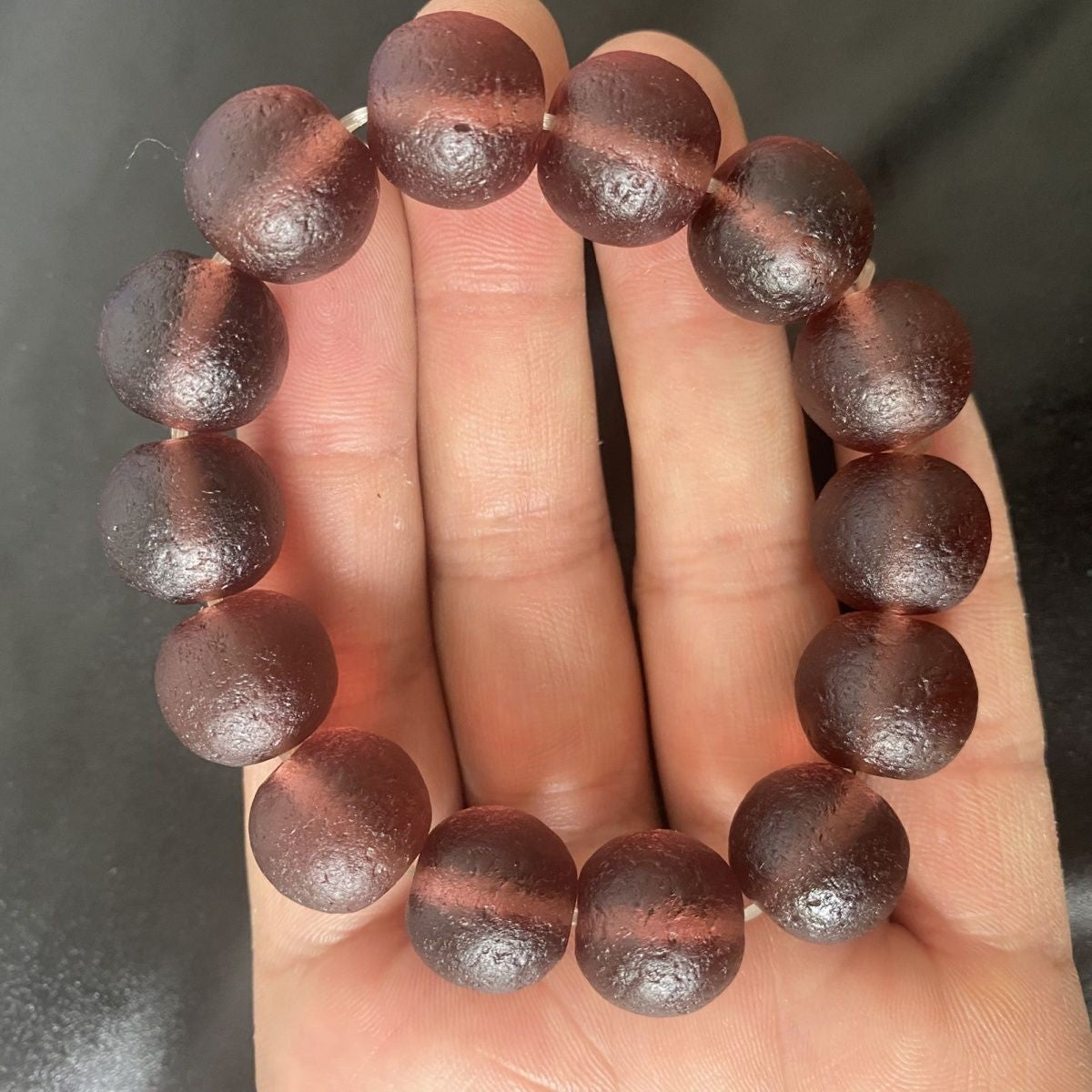 Natural Wealth Glass Agate Purple Qi Talisman Czech Meteorite Energy Bracelet