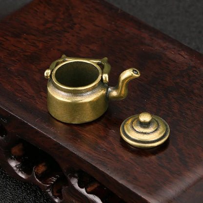 2.8cm Retro Brass Fingertip Teapot Pocket Incense Burner Tea Pet Home Decor