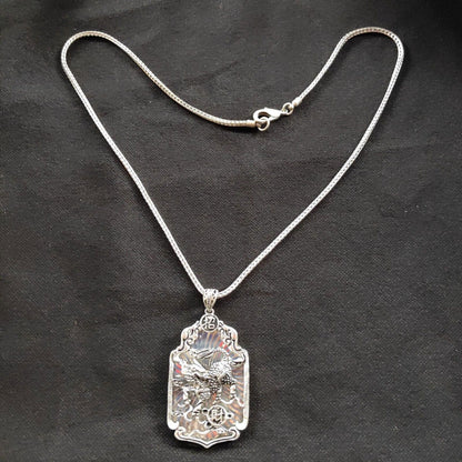 Copper Tibet Silver Carved Kylin Kirin Statue Hollow Out Necklace Pendant Amulet