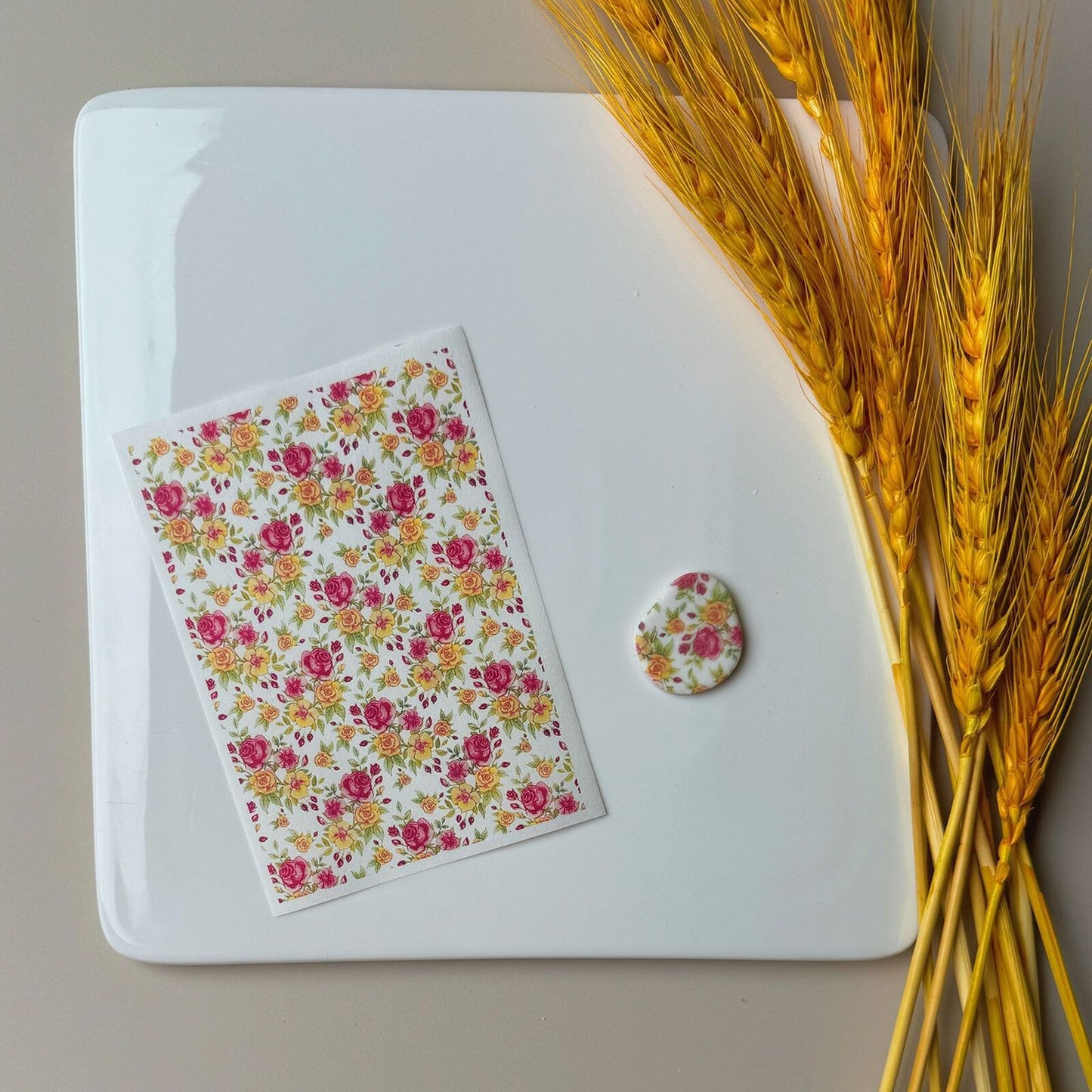Ceramic Image Transfer Paper Autumn Fern Leaf Rose Flower DIY Dish Making Decals