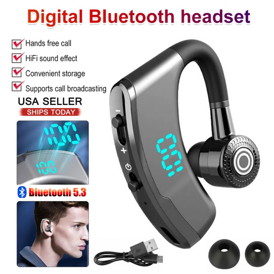 Wireless Bluetooth 5.3 Earpiece Headset Driving Trucker Earbuds Noise Cancelling