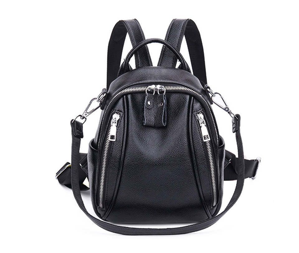Genuine Leather Backpacks Waterproof School Bags Softback Polyester 22*11*25 CM