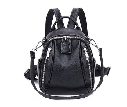Genuine Leather Backpacks Waterproof School Bags Softback Polyester 22*11*25 CM
