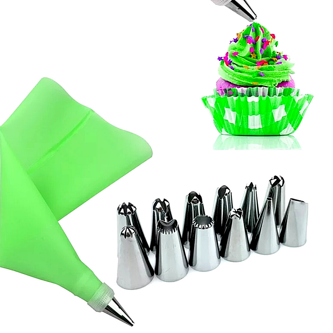 Kit Decoracion De Tortas Pasteles para Adornar con Boquillas de Acero Set 16 Pcs