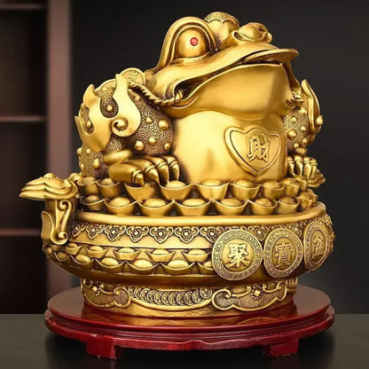 Feng Shui Copper Golden Toad Ornaments Treasure Bowl Three-legged Crafts