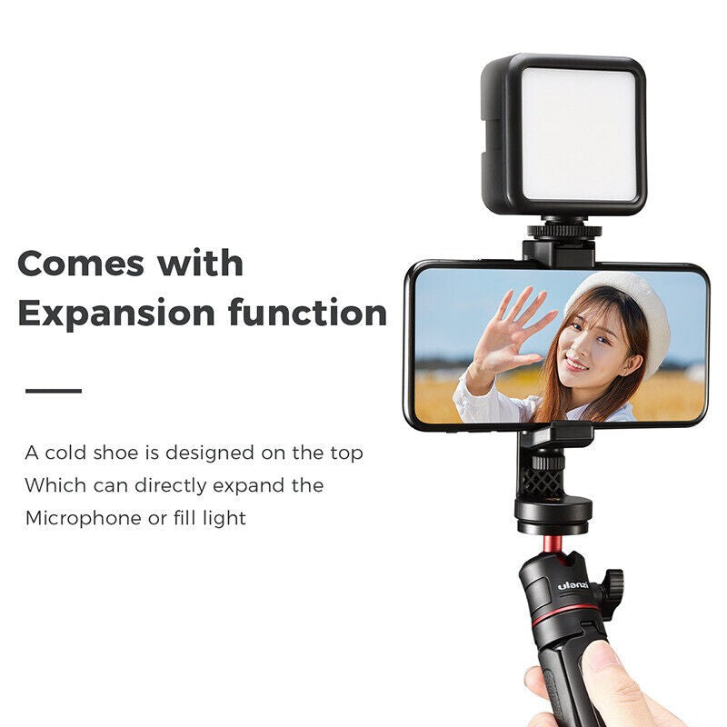 360° Adjustable 55-100mm Width Phone Stand Clip Holder With 1/4 Screw Cold Shoe