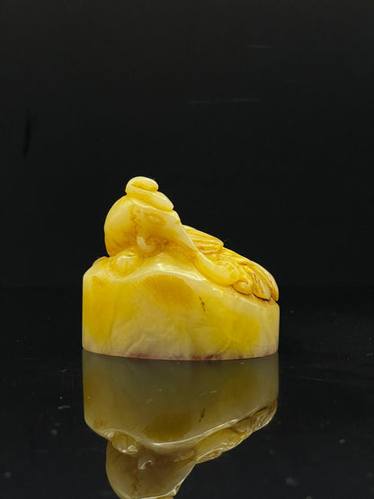 Chinese Natural Shoushan Stone Hand-carved Exquisite Phoenix Seal 31253