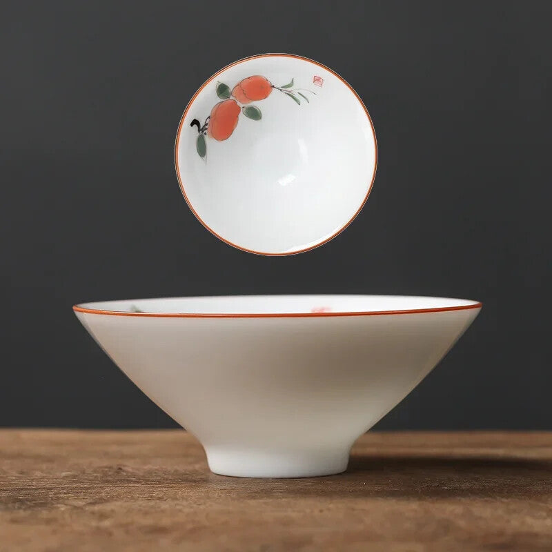 1Pc Chinese Ceramic Teacup Hand Painted Flowers and Birds Cup Porcelain Tea Set