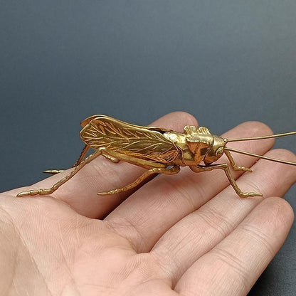 15CM CHINESE OLD VERY DELICATE COPPER GRASSHOPPER STATUES