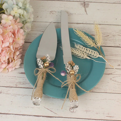 Wedding Cake Knives 2Pcs Metal Party Desserts Shovel Cutter Spatula Baking Tools