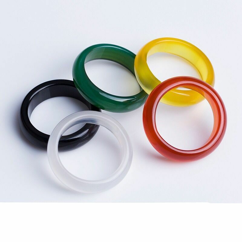 10pcs Wholesale Lots Colorful Mix Natural Agate Band Gemstone Jade Rings Jewelry