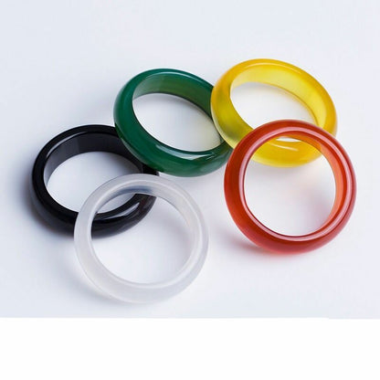 10pcs Wholesale Lots Colorful Mix Natural Agate Band Gemstone Jade Rings Jewelry