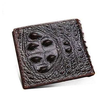 Men's Genuine Leather Wallet Bag Card&ID Clamps Purse Crocodile Pattern CashClip