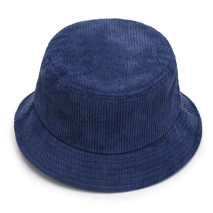 Unisex Bucket Hat Corduroy Panama Cap Fishing Hats Fall Winter Plain Casual Cap