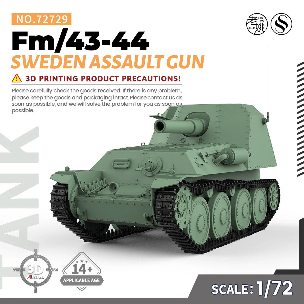 SSMODEL SS72729 1/72 25mm Military Model Kit Sweden Assault Gun Fm/43-44